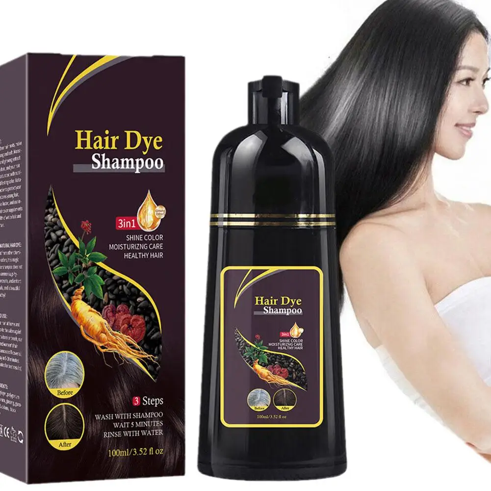 3-in-1-Haarfärbeshampoo, flauschiges Ölkontrolle, nährendes Haarshampoo, sofortige Haare, Grau bis Schwarz, Polygonum Multiflorum, natürliches Haarfärbemittel