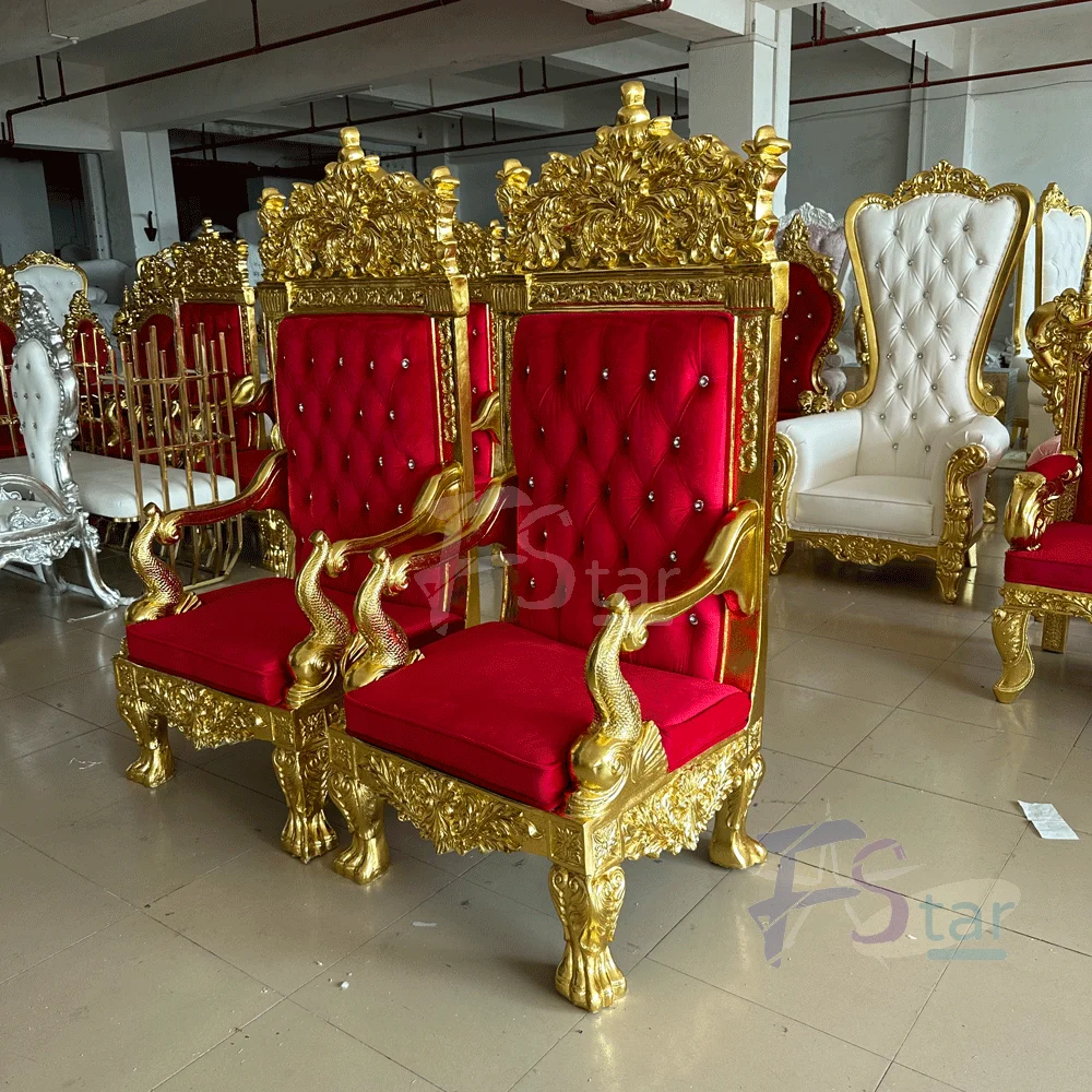 

2pcs Red and Gold king and Queen Santa Throne Chair