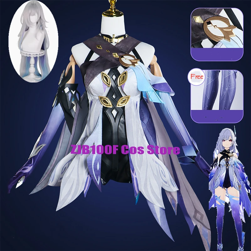 

New Role Skirk Cosplay Anime impact Costume Uniform Dress Skirk Wig Set Wig Party Playing Props for Women