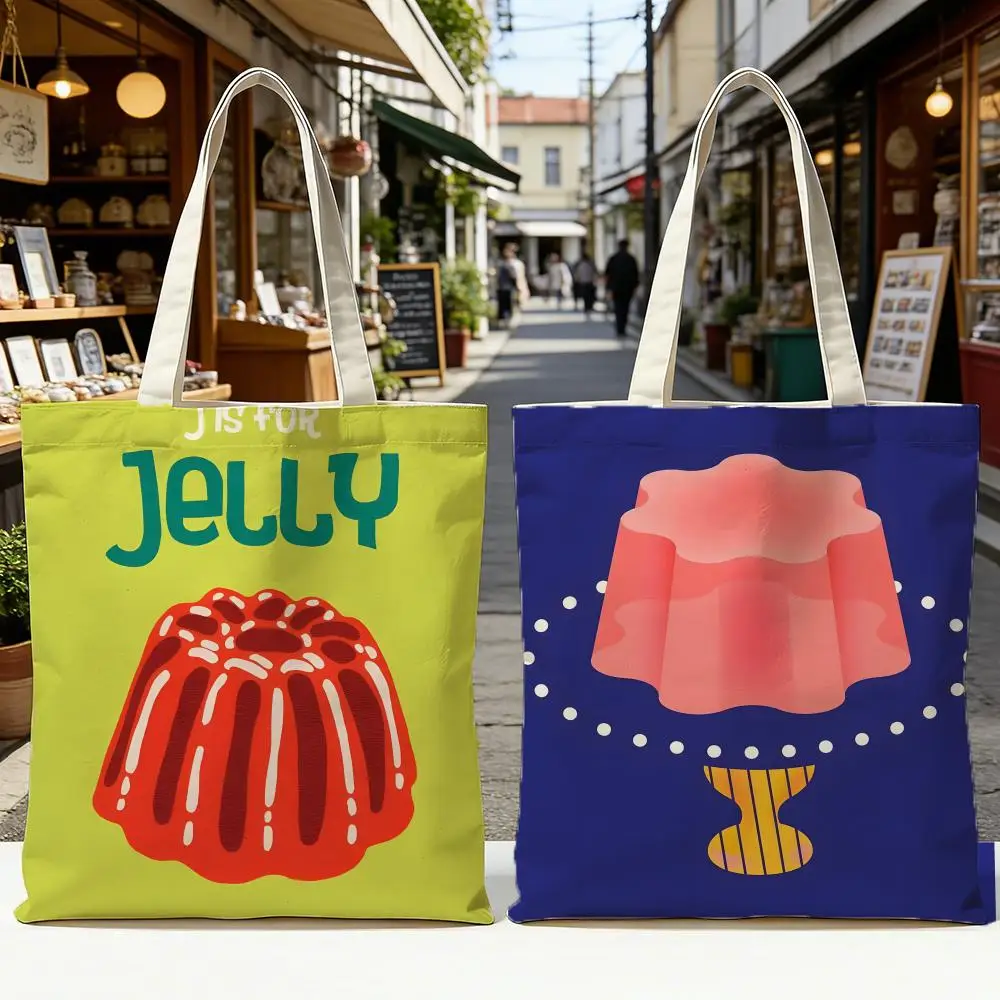 Sacs de rangement pour gelée, sac de courses réversible lavable avec poignées blanches, pour une utilisation quotidienne à l'école et au marché