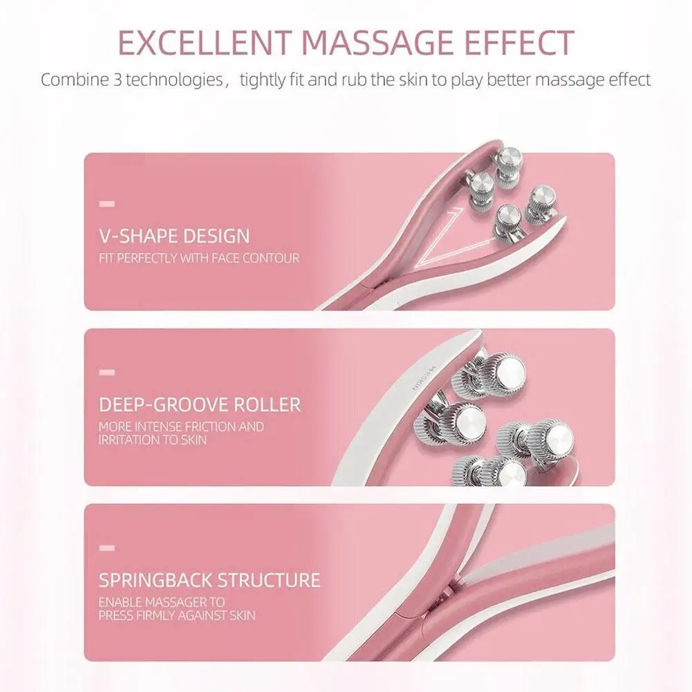 EMS Face Lifting Roller RF Double Chin V Face Shaped Facial Massager Jaw Cheek Thin Slimming Facial Lift Up Belt Skin Care Tool