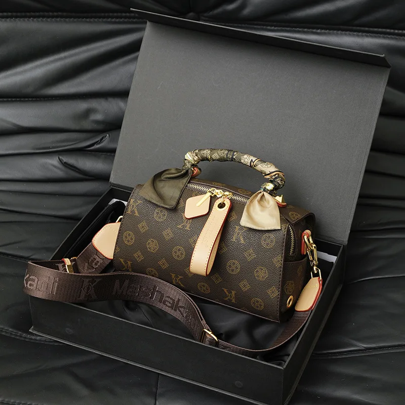 حقيبة بمقبض علوي مطبوعة عتيقة لعام 2025، محفظة كروس نسائية فاخرة، حقيبة كاجوال من اليوم إلى الليل، حقيبة حبال، حقيبة جلدية بسيطة #3