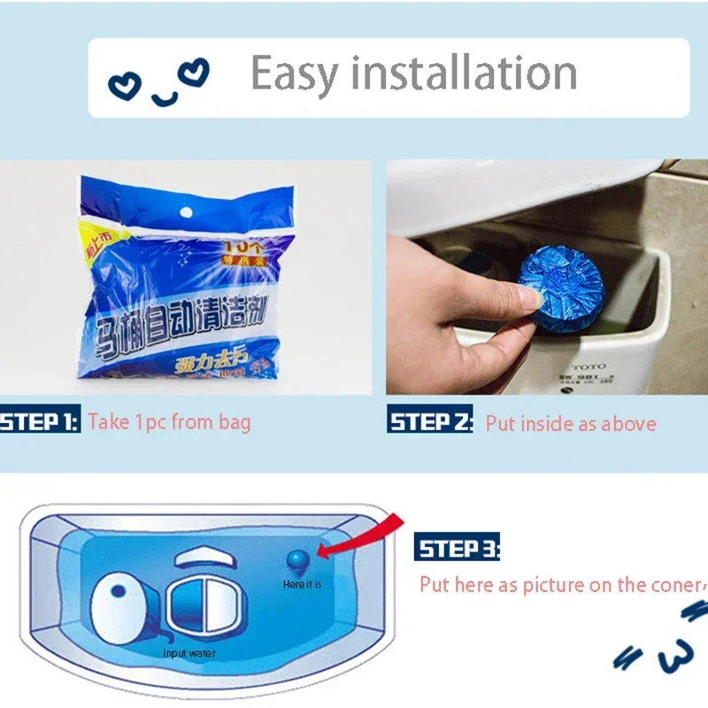 Bathroom WC Cleaning Supplies Blue Bubble Toilet Tablets Automatic Flush Freshener For Daily Restroom Odor And Dirt Removal view 6