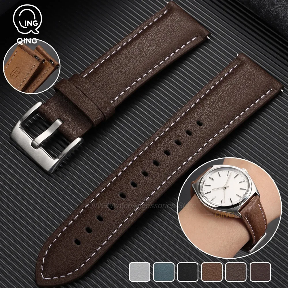 18mm 20mm 22mm Leather Watchband Men Women Replacement WatchStrap for Seiko for Rolex Watch Bracelet Accessories Sport Wristbelt
