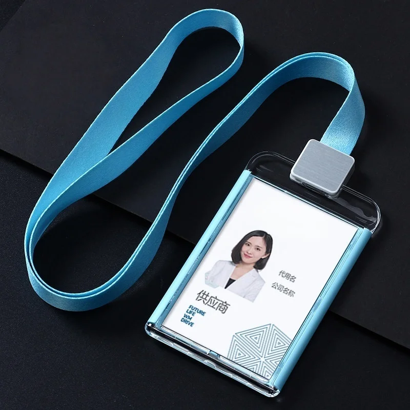 2Pcs Work Badge Holder Transparent Card Holder with Lanyard Set Chest Card Holder Bus Access Card Work Badge School Card