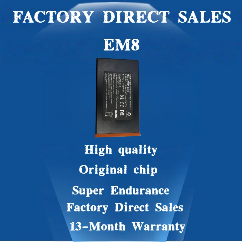 New EM8 Battery for Power Mag 5000mAh Rechargeable Lithium Moultrie Camera Battery Moultrie Edge, Edge PRO, Edge 2, Edge 2 PRO