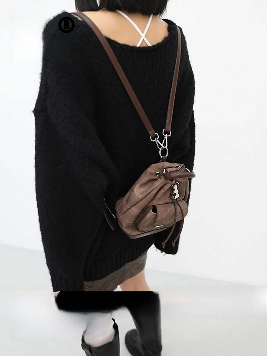 Original JANDRESS  Bucket Bag Desert Brown 3-in- Shoulder Crossbody Handbag Fashionable PU Leather Magnetic Clasp Closure