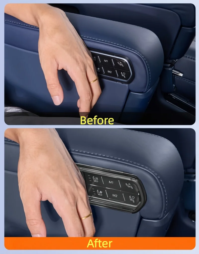 Car Seat Button Anti Misoperation Cover Fit for ZEEKR 9X‌ 2026 Modified Snap on Transparent Black Protective Cover Accessorie