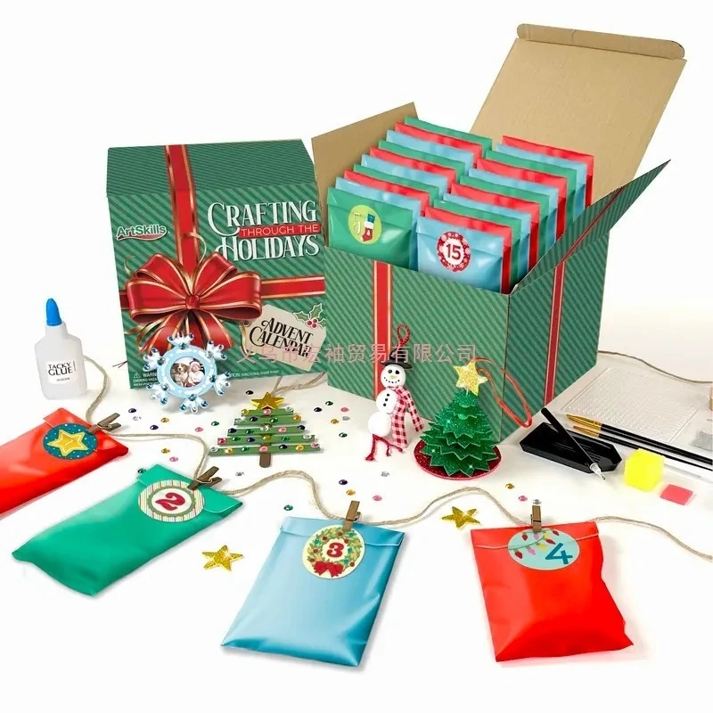 

Christmas Advent Calendar Craft Kit Countdown Set For Kids Families Table Decor Party Centerpiece Festive Holiday Gift