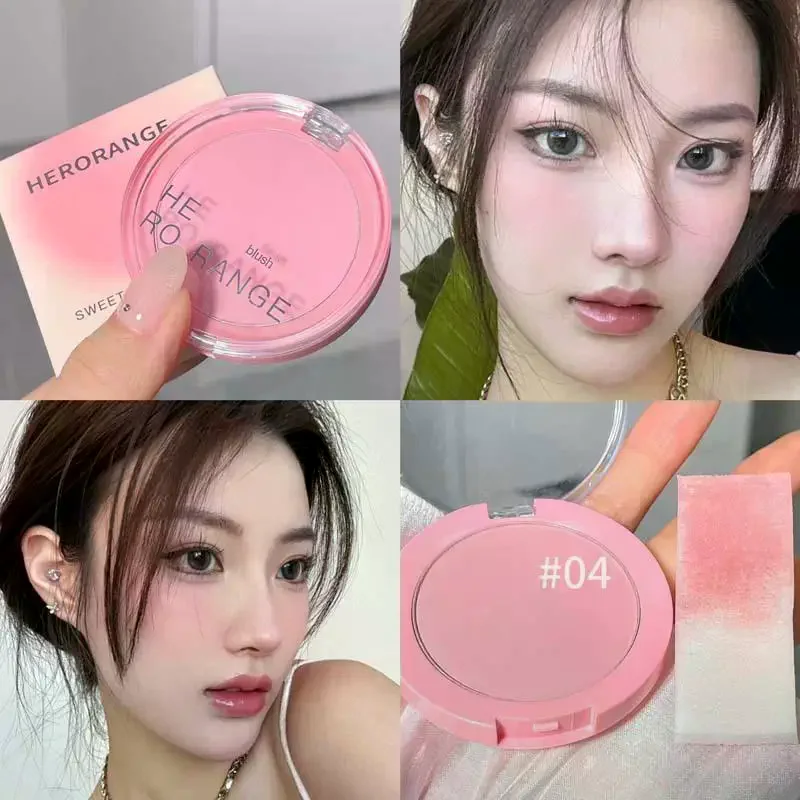 【HERORANGE】 Palette de fards à joues pour le visage, poudre pressée imperméable longue durée, fard à joues mat pour contour des joues, cosmétiques de voyage