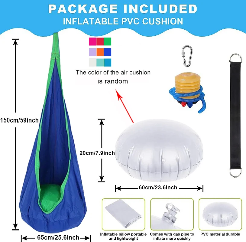 Garden Chair Hammock Durable Air Cushion Adjustable Rope Comfortable Seat Suitable for Indoor and Outdoor Relaxation