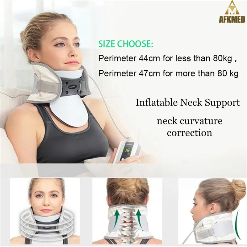 Dispositivo de tracción para el cuello, compresa caliente inflable para vértebra Cervical, soporte para Tractor, camilla, Corrector de postura