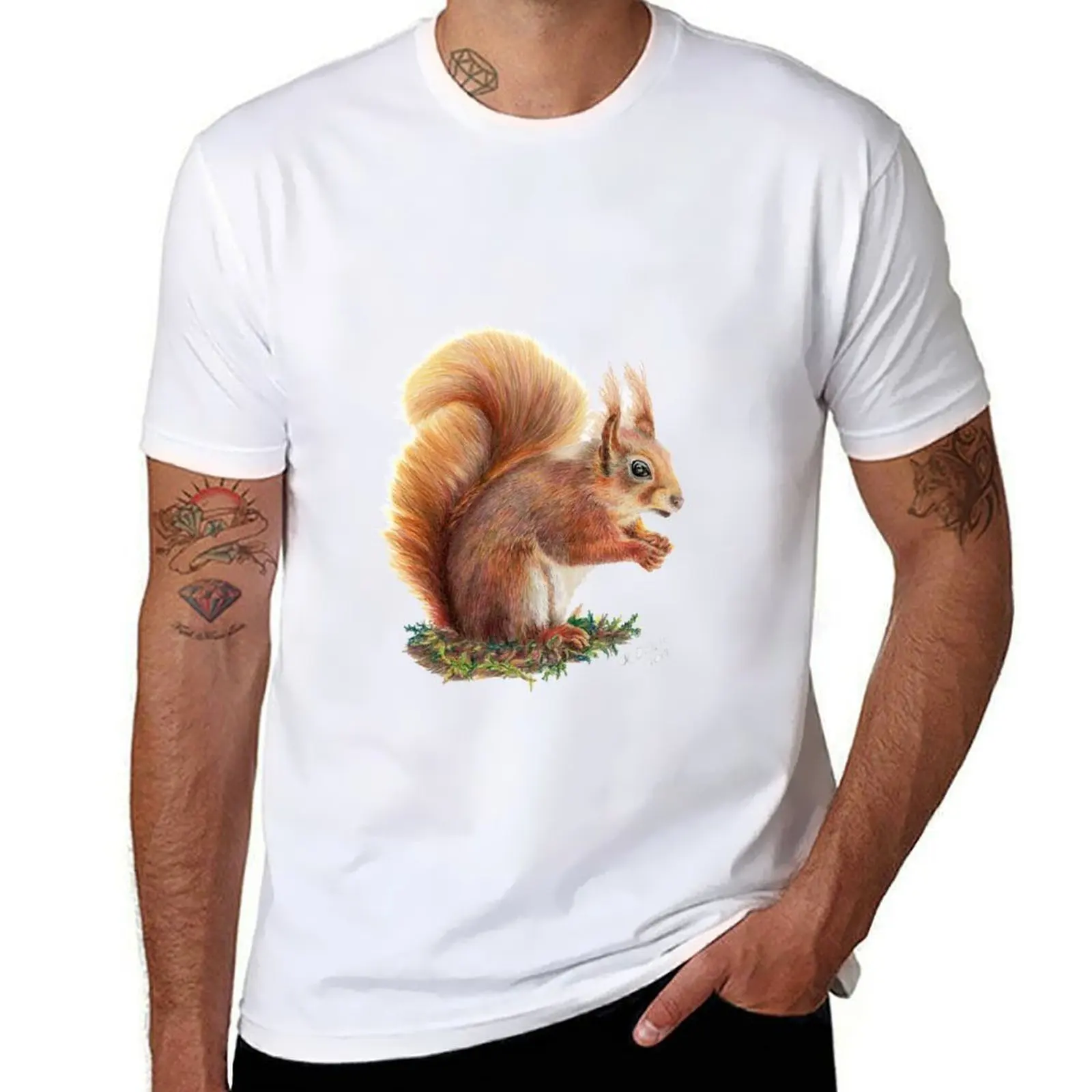 

designer for t Red t man shirts T-Shirt vintage Squirrel graphic shirts