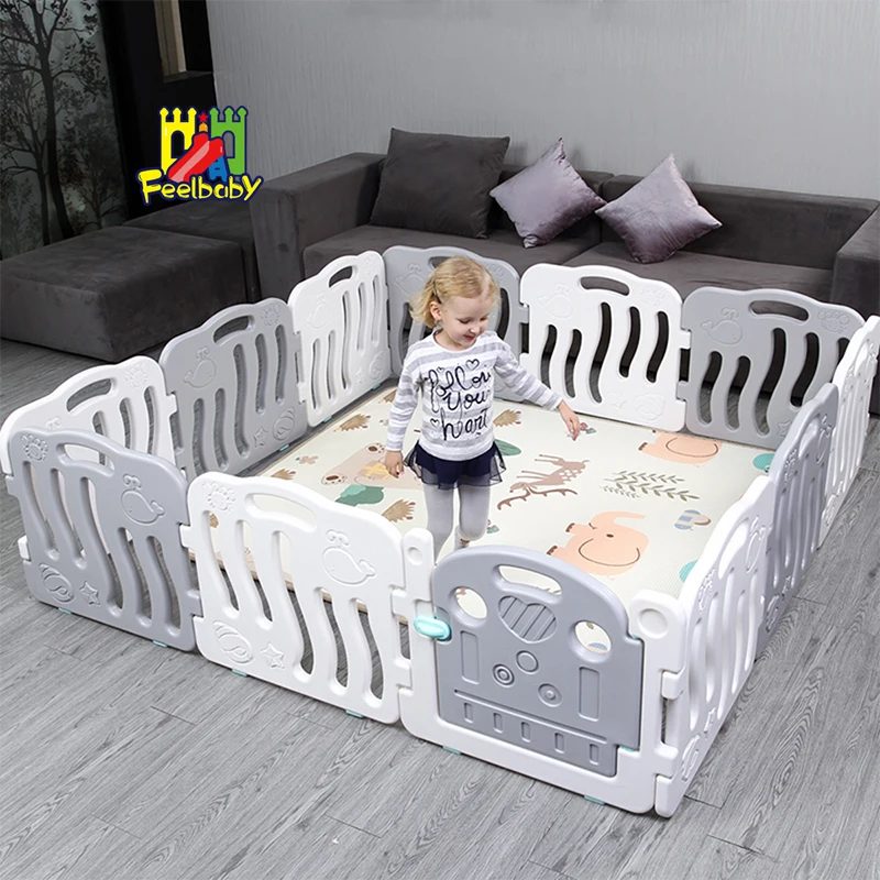 

Feelbaby Modern Bedroom Furniture Set European Style Folding Fence Plastic Baby Playpen Plastic Baby Trend Playpen Big Size
