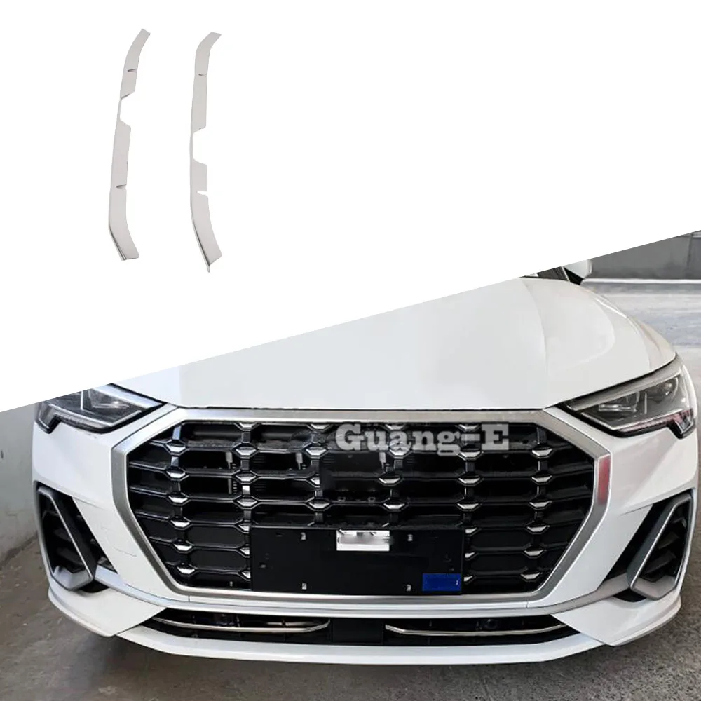 

Для Audi Q3 F3 2018 2019 2020 2021 2022 Автомобильная решетка защита для стайлинга отделка из нержавеющей стали Передняя решетка для гриля молдинг 2 шт.