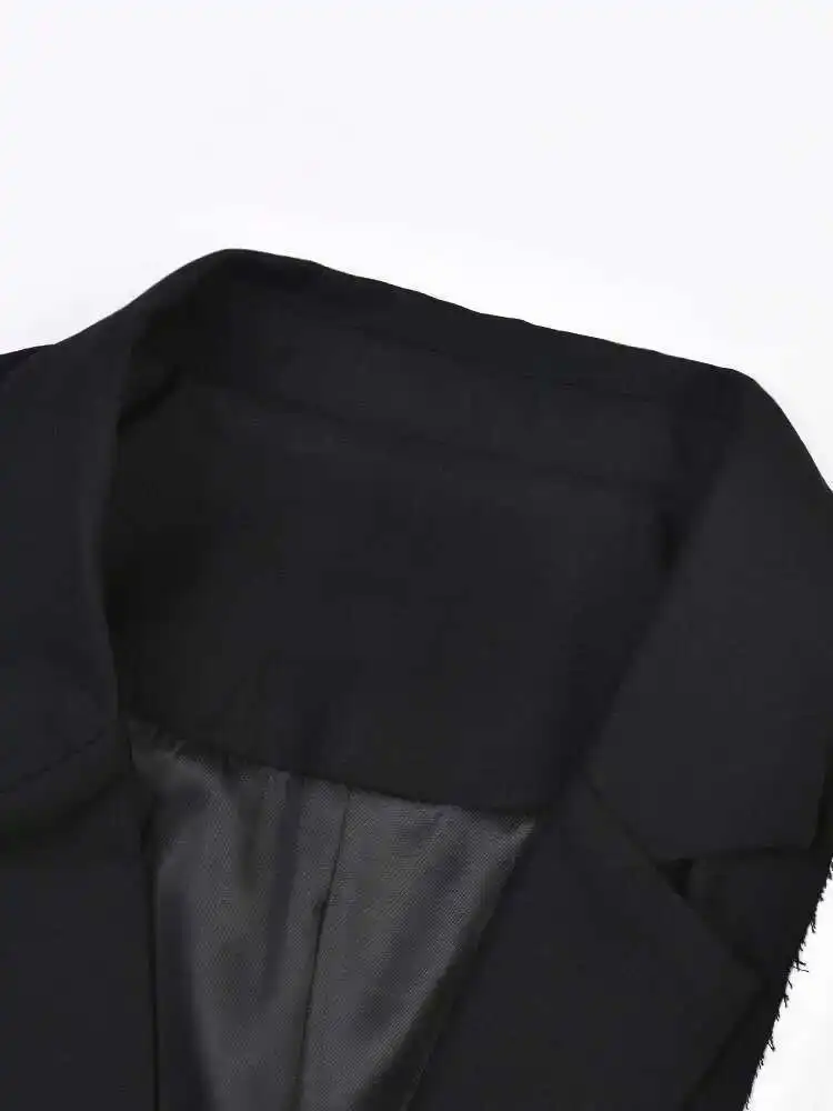 Women Black Irregular Color-block Big Size Blazer New Lapel Long Sleeve Jacket Fashion Tide Spring Autumn 2025new пиджак