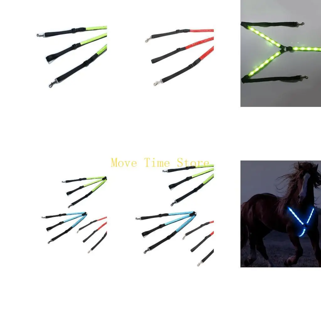 92ME Horse Webbing Harness Collar Breastplate Night Visible Safe LED Light Chest Belt