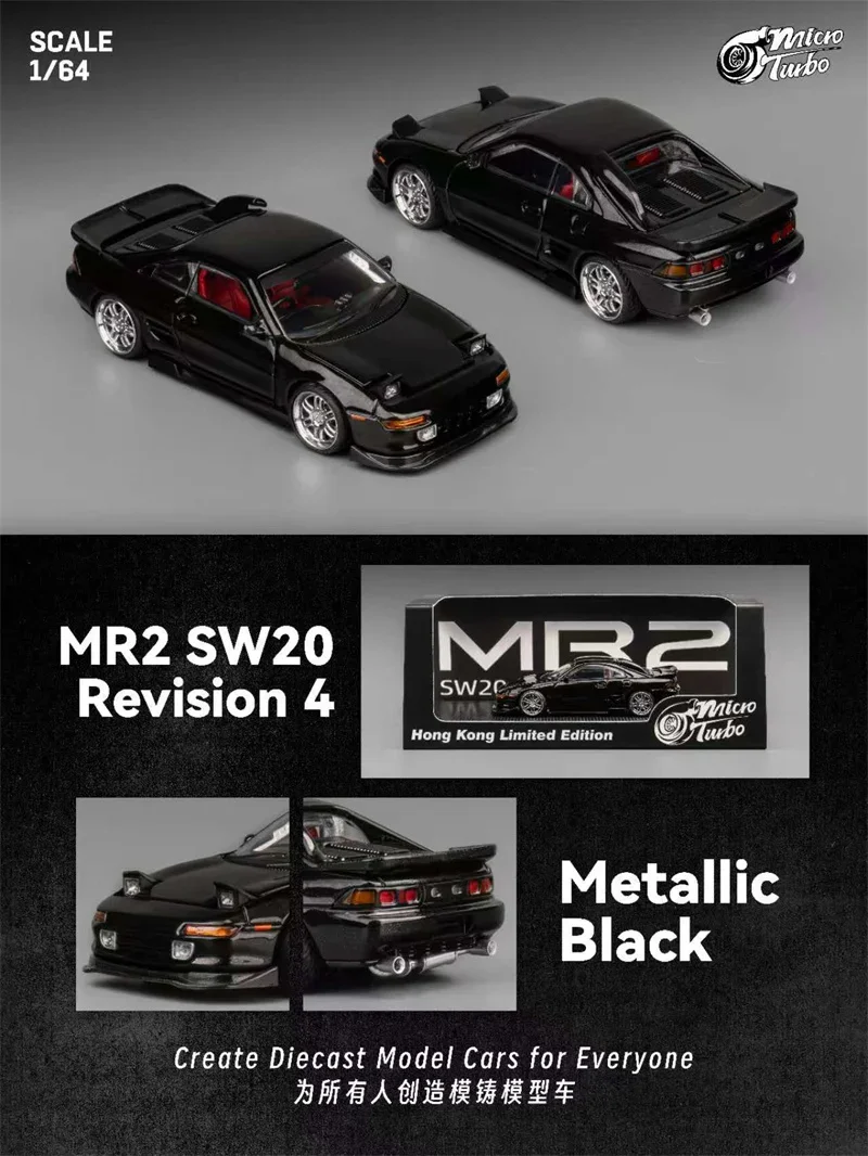 

**Pre-Order** Micro Turbo 1:64 MR-2 SW20 Revision 4 Ver.2 Black Limited999 Diecast Model Car