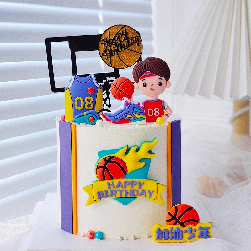 Sport Boy Basketball Cake Decoration Boys Happy birthday Jerseys Shoes Whistles Sports Baking Cards Party Cake Gift