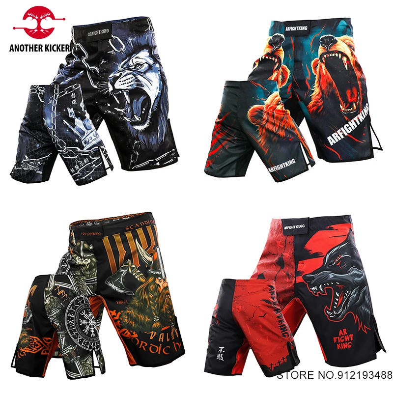 MMA Shorts Tiger Lion Printing Men Fight Shorts Kick Boxing Grappling Kickboxing Grappling Pants Quick Dry Martial Arts Clothes