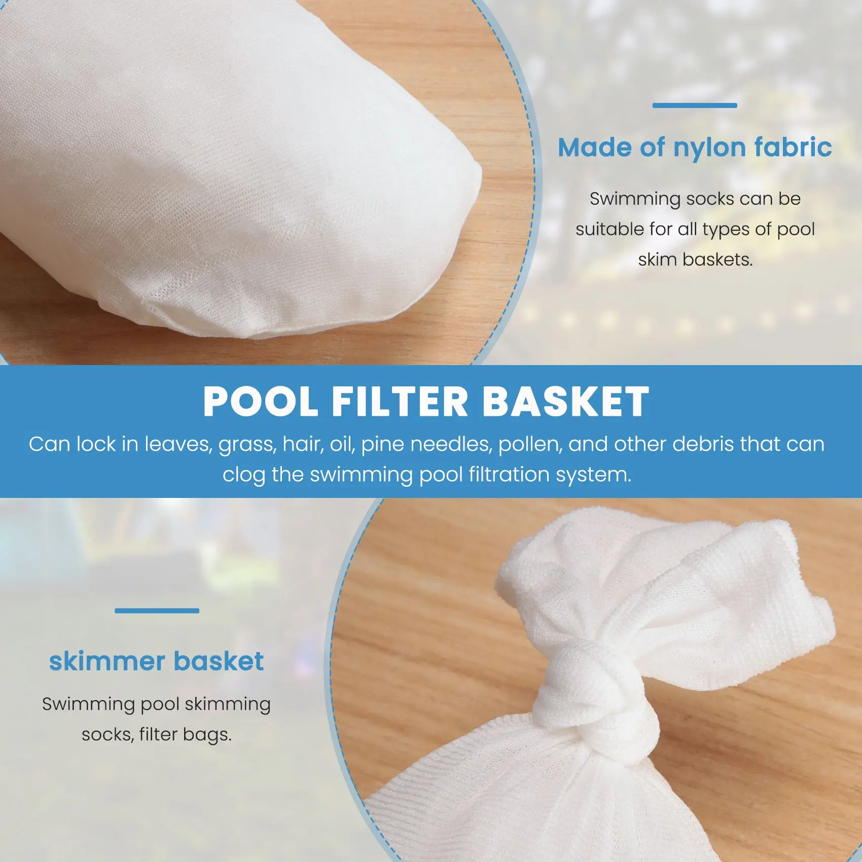 PZHI 10-Pack Pool Skimmer Socks Filter Bags Nylon Skimmer Sock for Inground Above Ground Pool Protection