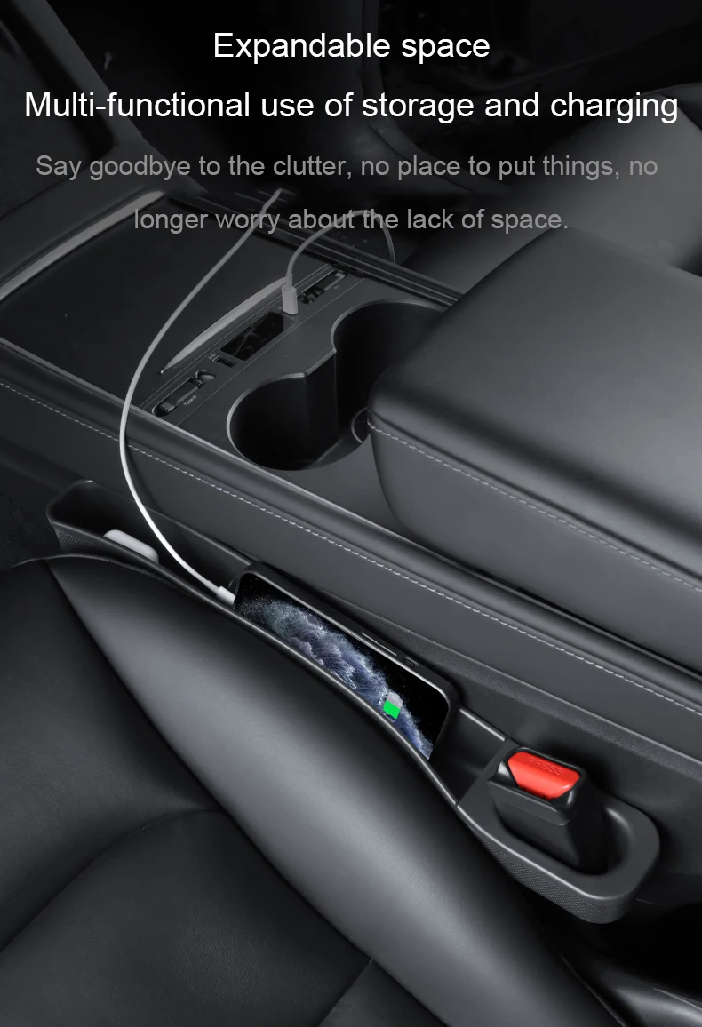 For Tesla Model 3 Highland 2024 Seat Gap Filler Side Seam Plug Strip Model Y Leak-proof Gap Storage Seat Anti-drop Organizer Bar