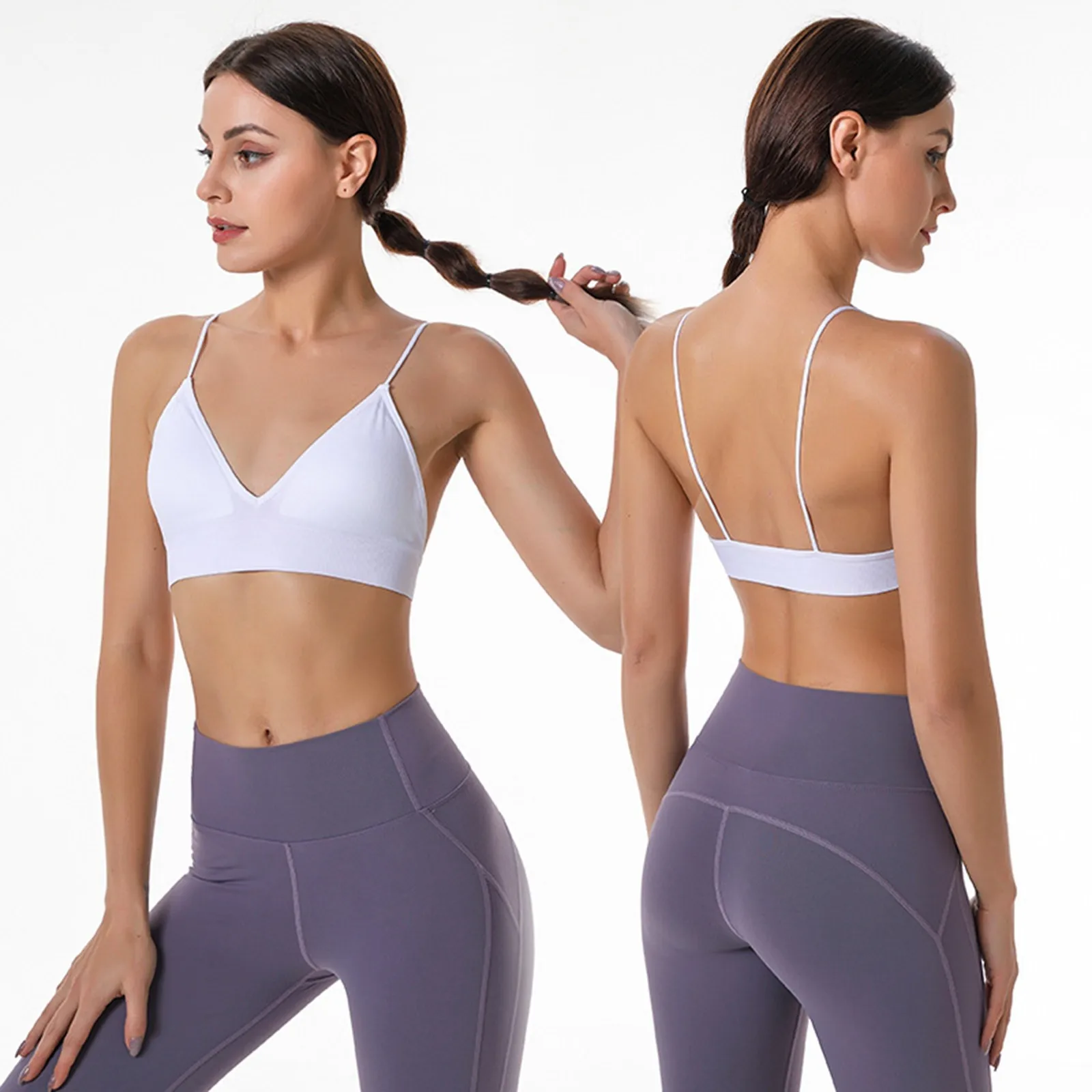 Beauty Back BHs sexy einfache Push-up nahtlose Dessous gemütliche drahtlose einfarbige Spaghetti träger tiefe v rücken freie Unterwäsche