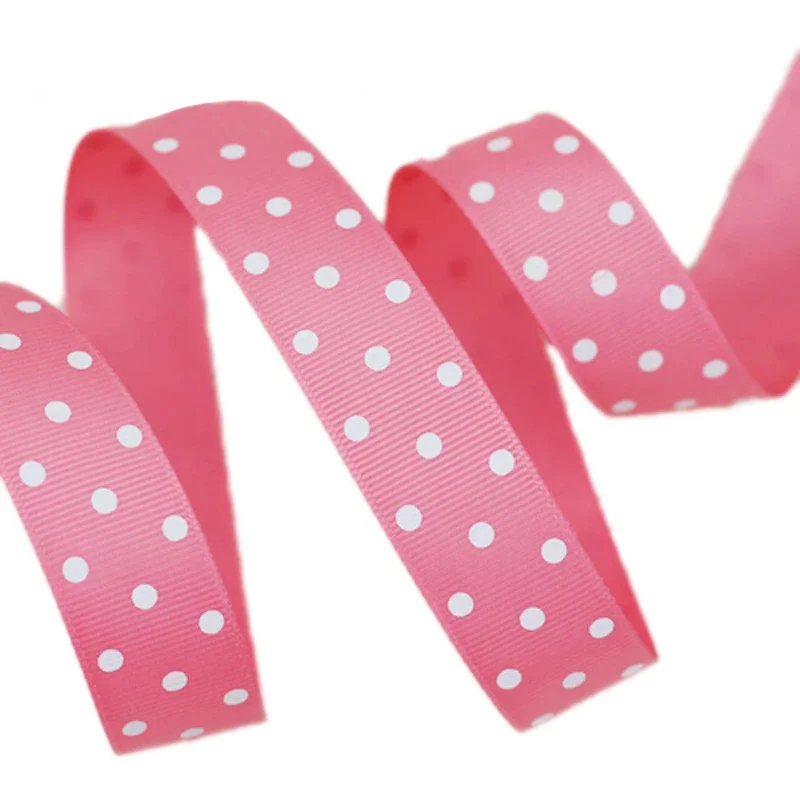 (10 Yards/roll) Cartoon Polka Dots Printed Grosgrain Ribbon DIY Headwear Party Decoration Wholesale Gift Wrap Ribbon(25/40mm)