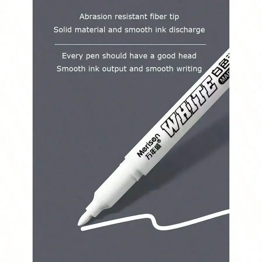 

2pcs White Permanent Marker Pen, Oil-Based Waterproof Tire Graffiti Pen, For Fabric And Wood