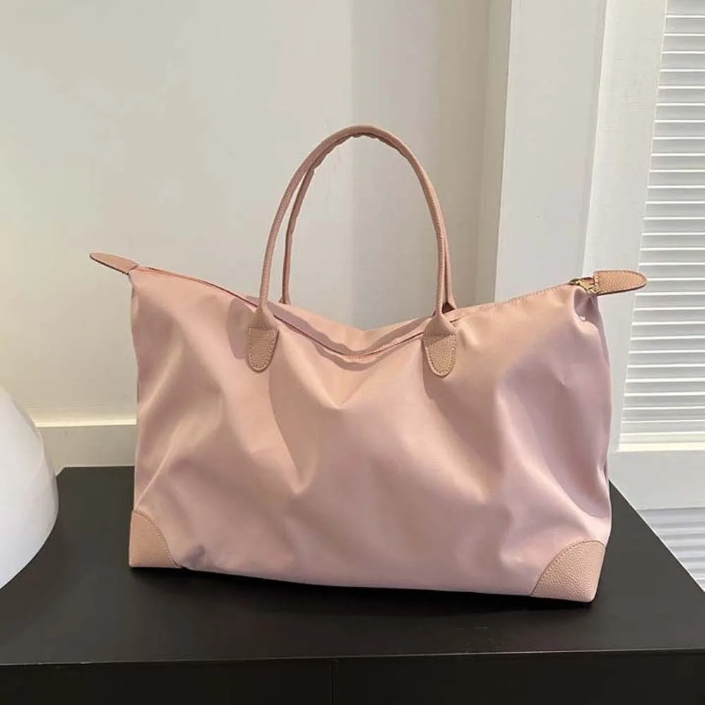 Neue Ins Einfarbige Wasserdichte Oxford-Nylon-Tragetasche im Koreanischen Stil mit Lederbesatz Handtasche Unterarm-Schultertasche für Outdoor und Pendeln – Detail 4