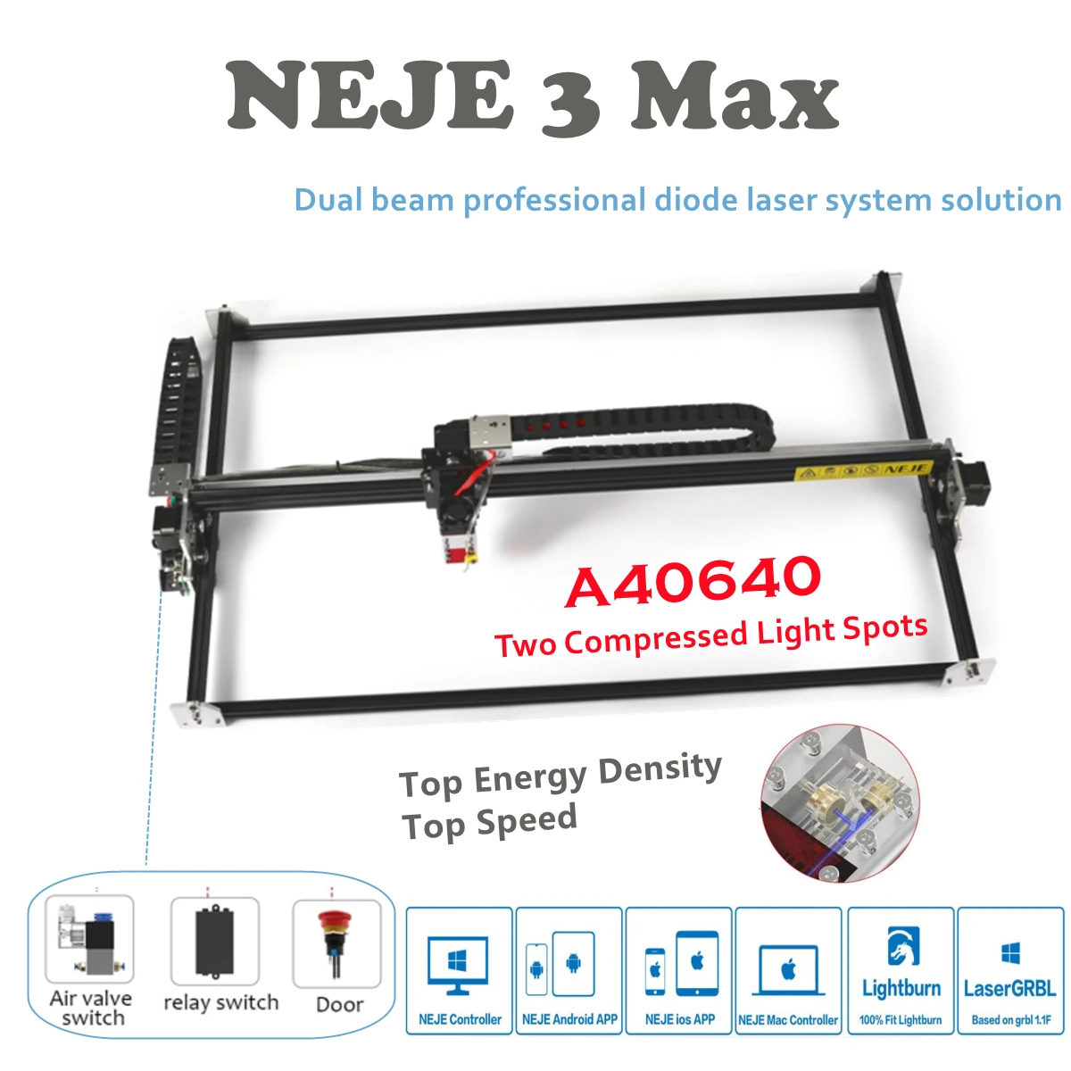 NEJE 3 Max/Plus A40640/E40 CNC Lightburn 80W Laser Engraver Wood Cutter Machine Mini Printer co2 Laser Cutter Metal Mark Tools