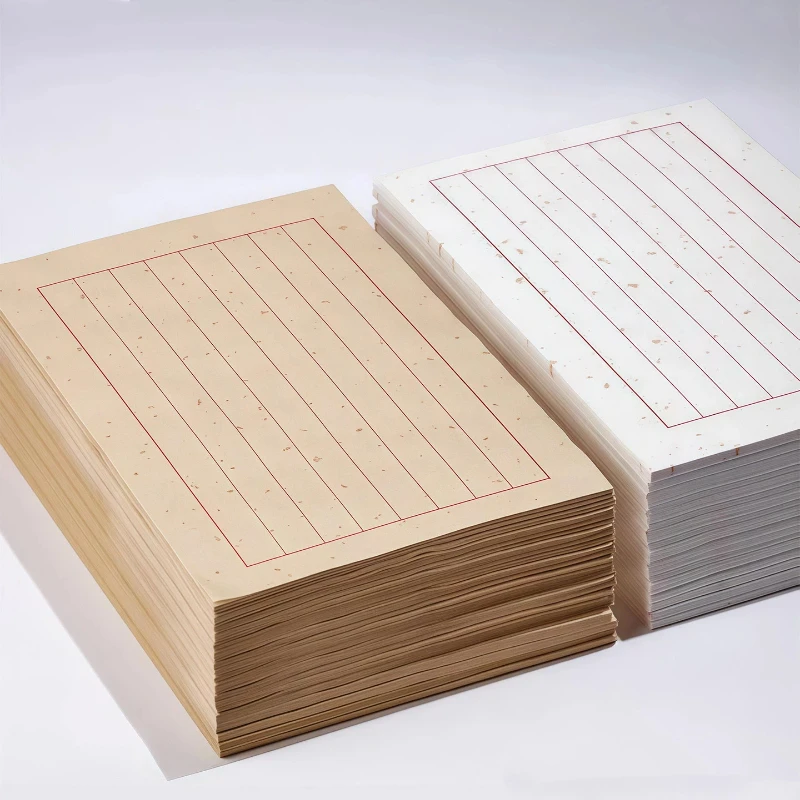 Vertical Grid Xuan Paper Letter Writing Paper Half Raw Half Cooked Rice Paper for Calligraphy Competition Practice Art Supply