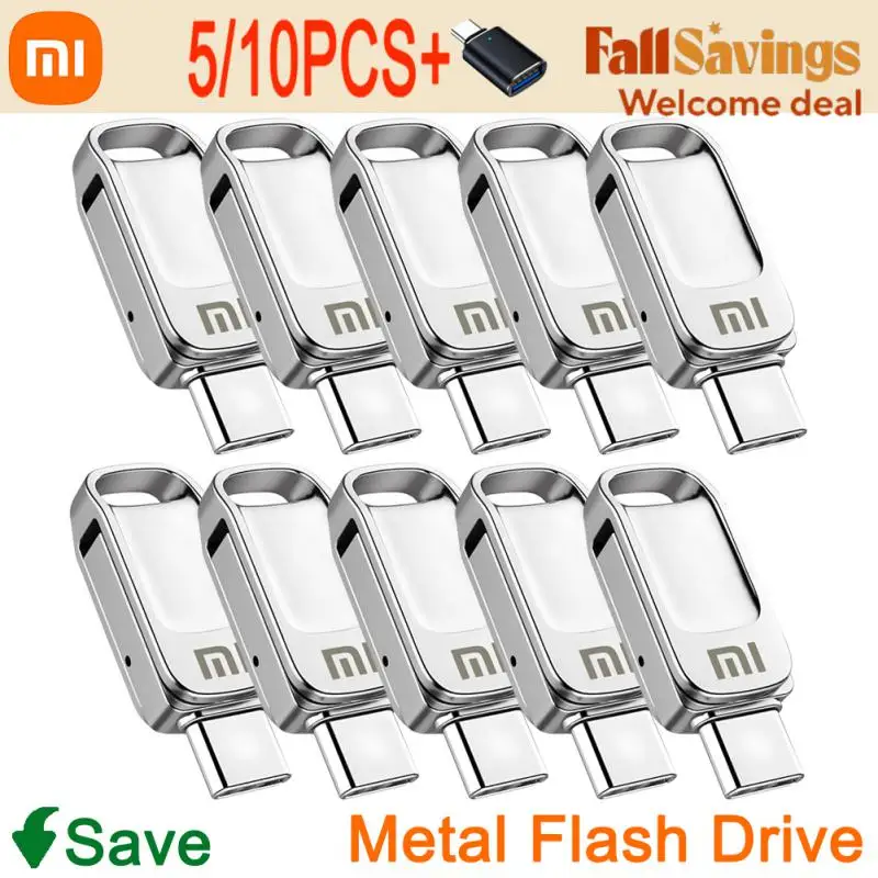 5/10PCS Xiaomi USB Flash Drive 2TB Metal USB 3.1 Pen Drive 1TB 512GB Type C High Speed Pendrive Mini Flash Drive USB Memoria