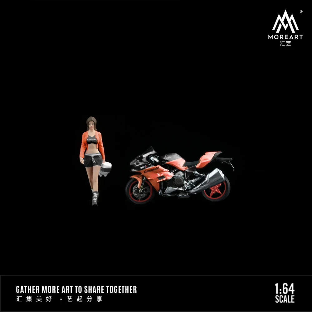 More Art1:64 Motorcycle Girl,Resin Character Model,Miniature Scene Decoration  For Display & Gift