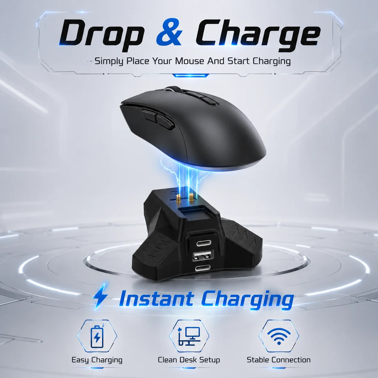Charging Dock For Razer Naga Pro / Viper Ultimate / Basilisk Ultimate / DeathAdder V2 Pro Wireless Mouse Stand Charger - view 2