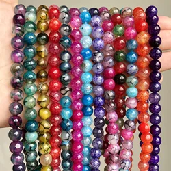 Cuentas redondas sueltas de ágata con venas de dragón de piedra Natural, tamaño a elegir de 4, 6, 8, 10MM para fabricación de joyas, pulsera, collar, pendientes, accesorios
