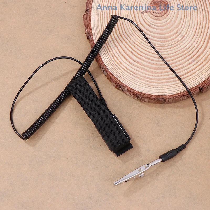 สาย Anti-Static สร้อยข้อมือโลหะปรับ Discharge CABLE สายรัดข้อมือ Hand Grounding ลวดไร้สายไร้สายคลิป