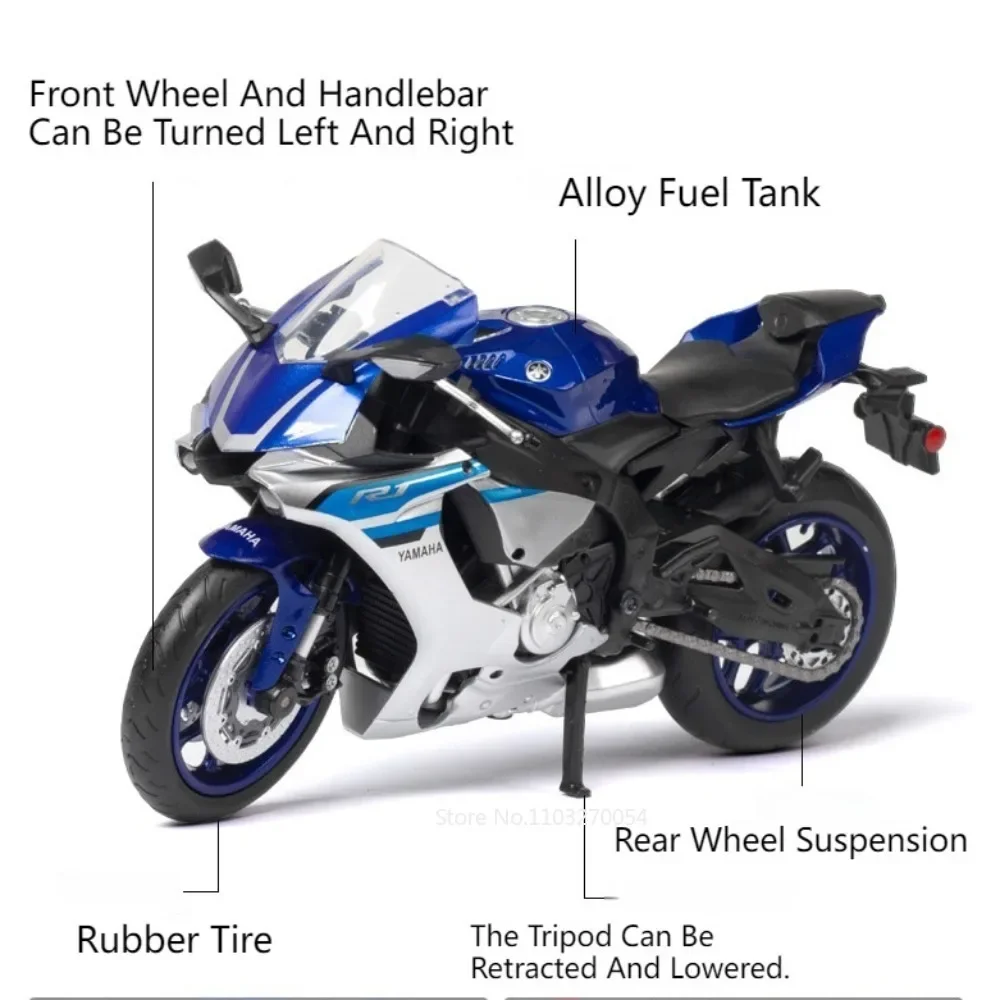 1/12 YAMAHA YZF-R1 Motorcycle Model Toys Metal Diecast Sound Light Rubber Tires High Simulation Motor Models For Kids Gifts