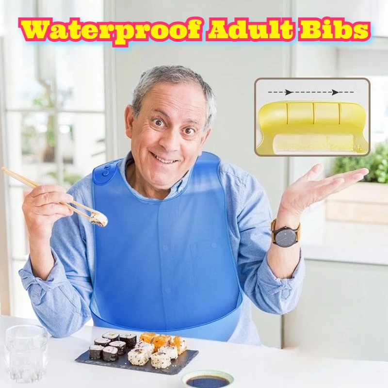 Waterproof Adult Bibs Eating Elders Seniors Dinning Reusable Washable Drool Food Spill Protection Feeding Smock Cover Easy Clean