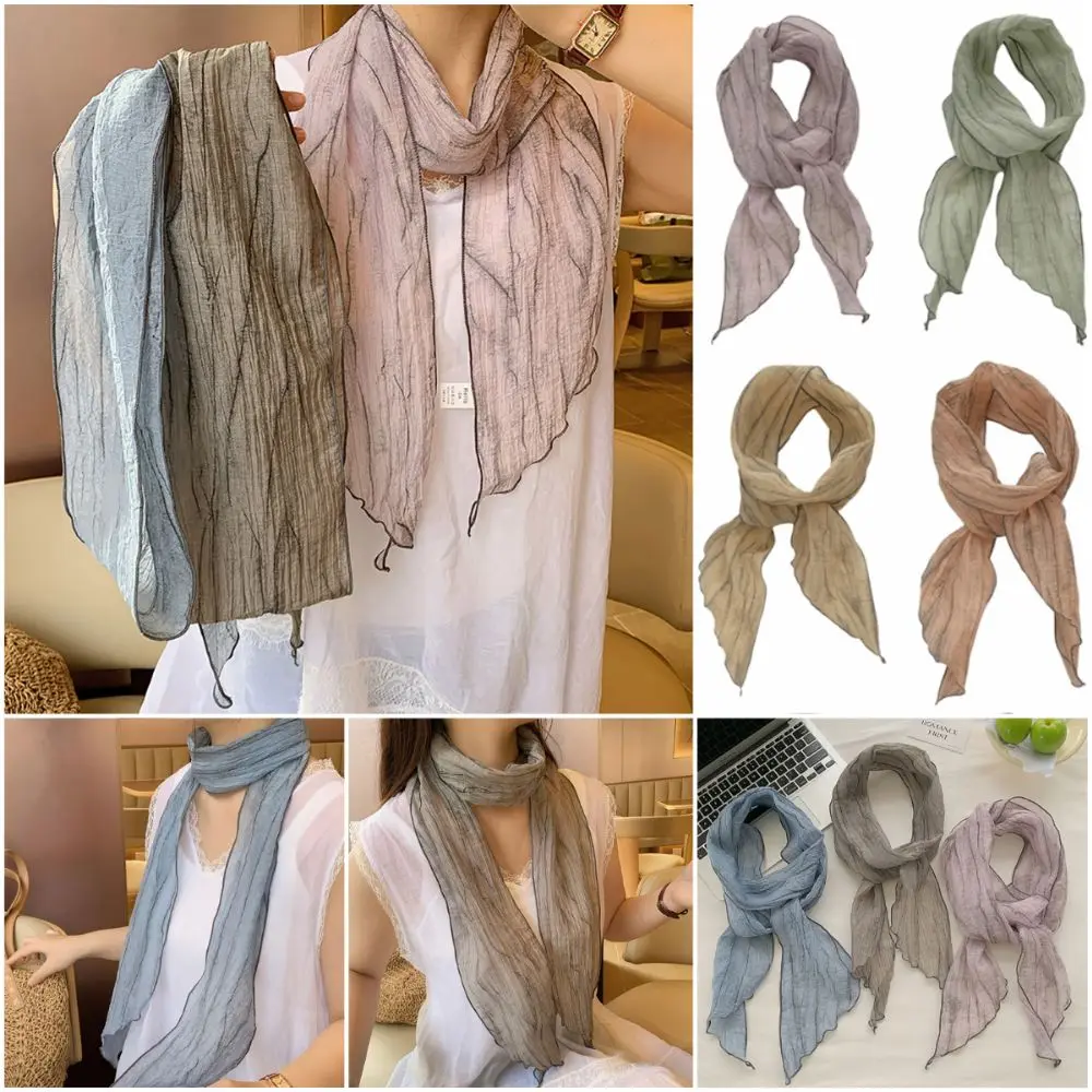 

Модные разноцветные шарфы, реквизит для фотосессий, универсальные тонкие шейные платки, шарфы-косынки для весны и осени