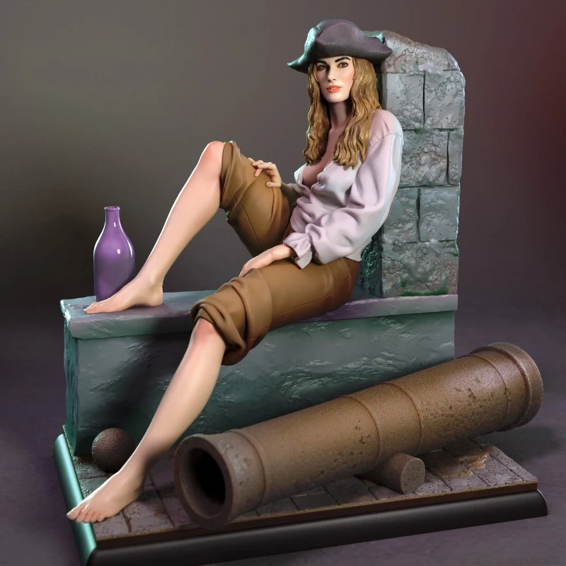 

1/24 Scale Die-Cast Resin Figure Model Kit Brave Pirate Girl Hobby Miniature Toys Unassembled Unpainted DIY Diorama
