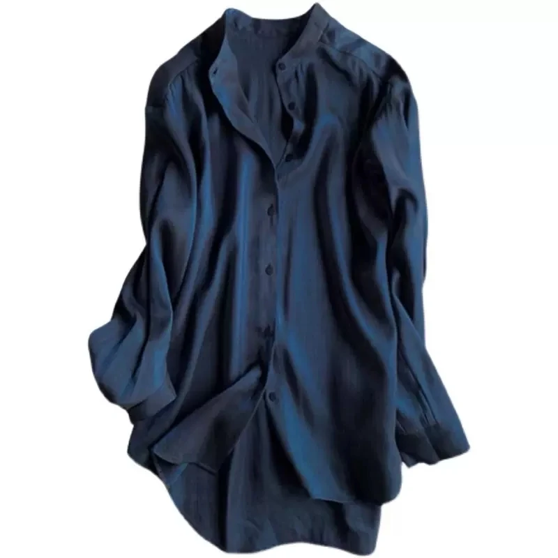 Silk irt Dames Lente Profional OL Design Sensation High-End Feeling irt Rechte buis Lange Sve-knopsluiting