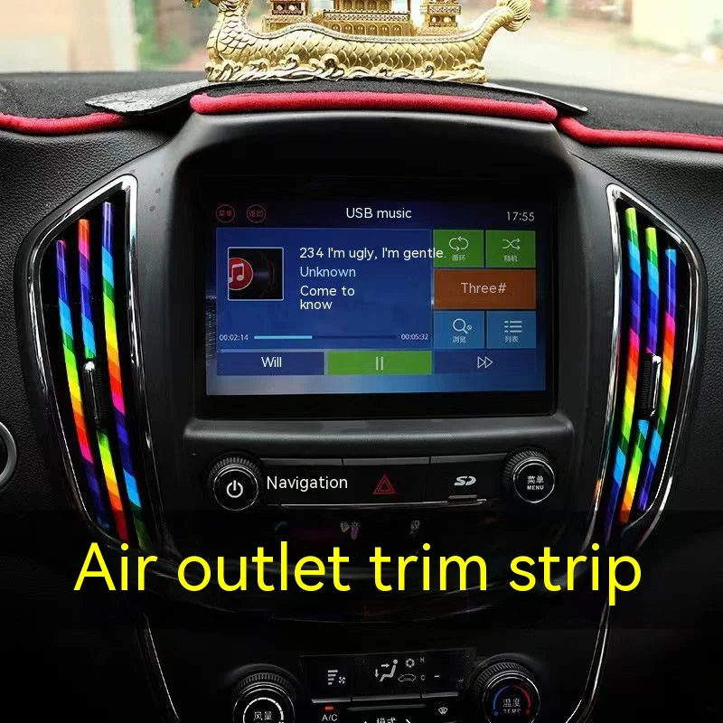 10 Pcs 20cm Car Air Conditioner Vent Outlet Trim Strip U Shape Chrome PVC Colorful Shiny Car Trim Strip for Car Decoration