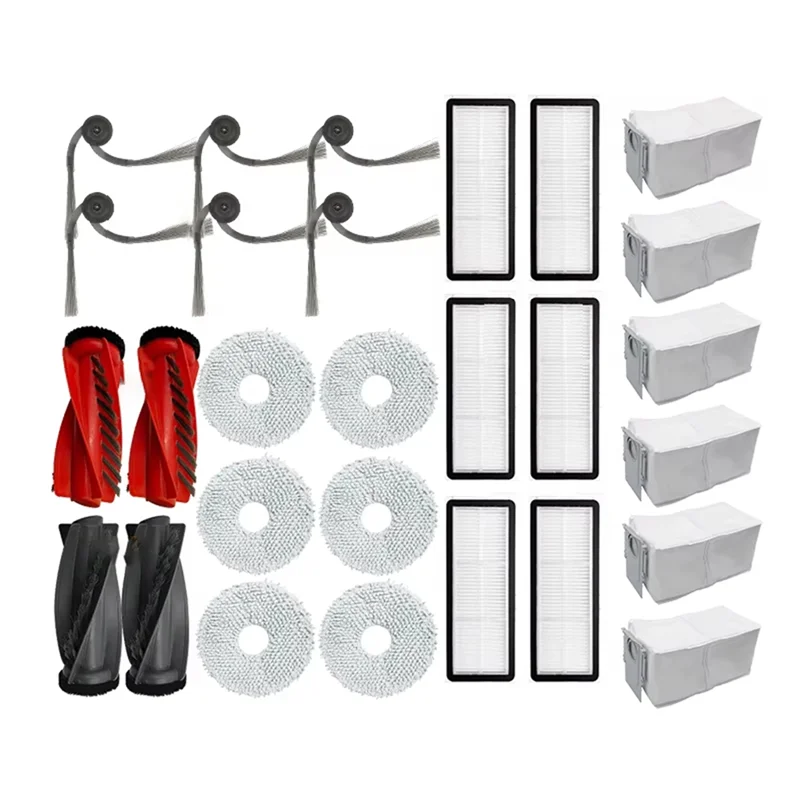 

AEE2-For Roborock Qrevo Curv / P20 Pro Vacuum Parts Main Roller Side Brush Hepa Filter Mop Cloth Dust Bag Accessories