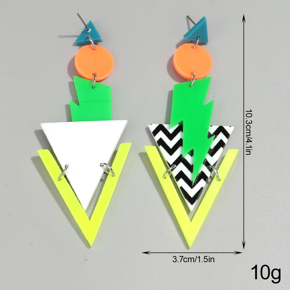 الاتجاه الاكريليك شريط ملون هندسي البرق انخفاض الأقراط موضة غير النظامية متعدد الطبقات استرخى القرط مجوهرات نسائية