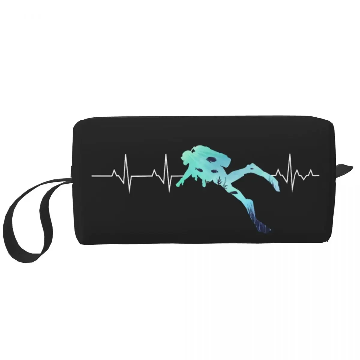 Custom Scuba Heartbeat Toiletry Bag Women Dive Diver Makeup Cosmetic Organizer Ladies Beauty Storage Dopp Kit Case