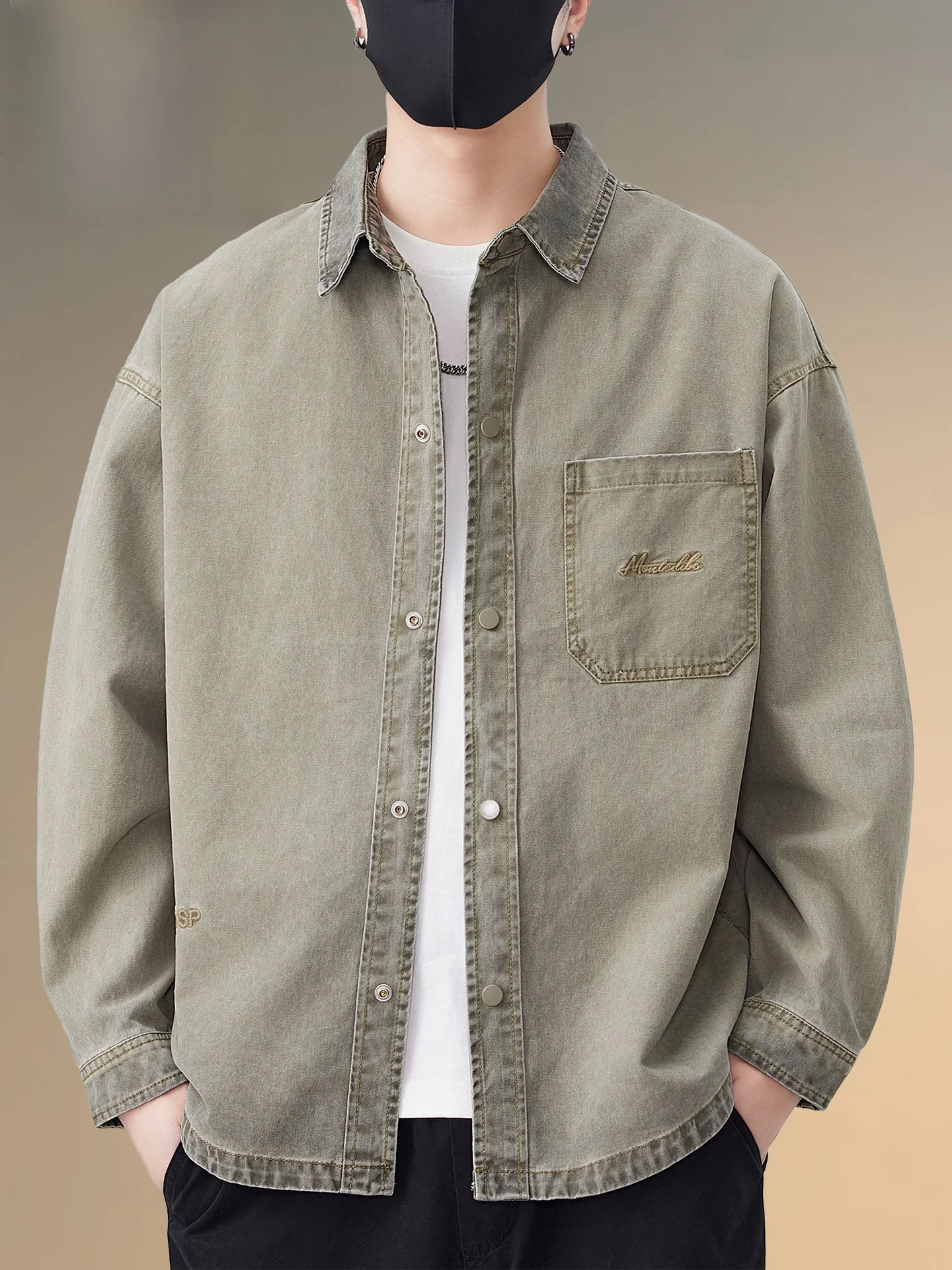 

Pierre Cardin, мужская однотонная джинсовая куртка в американском стиле в стиле ретро, повседневная одежда, весна-осень, новый модный топ из хлопка 00%