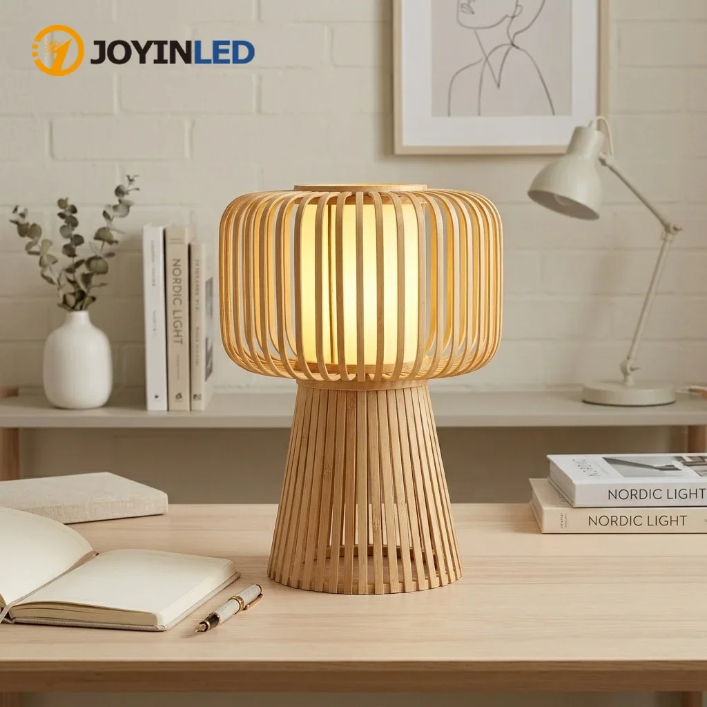 JOYINLED Japanese Style Room Decor Handmade Bamboo Lamp Shade Natural Rattan Table Lamp Shade Covers for Desk & Bedside Lamps