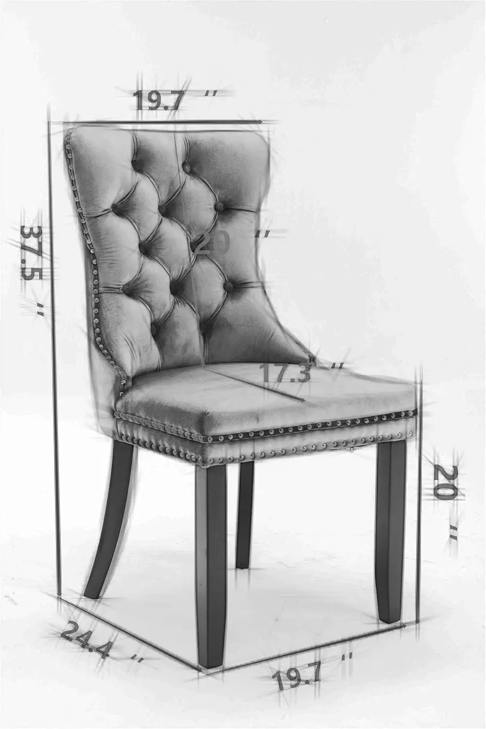 Ball & Cast Contemporary Tufted Upholstered Dining Chairs Set Of 2, Pu&Velvet Two Tone Padded Kitchen Chairs W/Nailhead