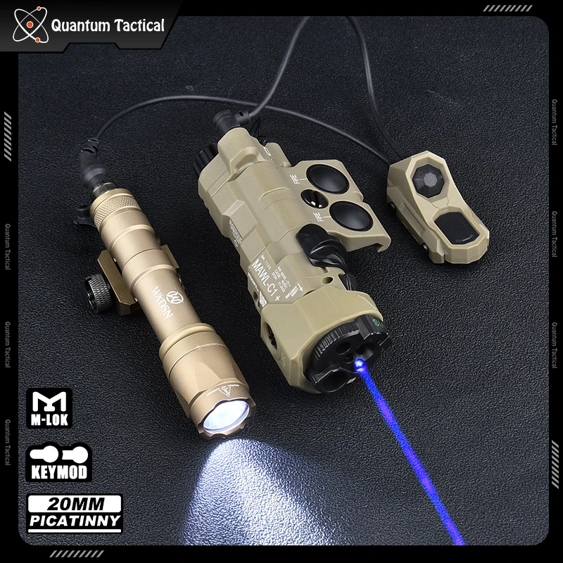 WADSN Tactical MAWL-C1 Red Green Blue Dot IR Fill Light Laser Sureifr M600C LED Hunting Flashlight With Dual Pressure Switch